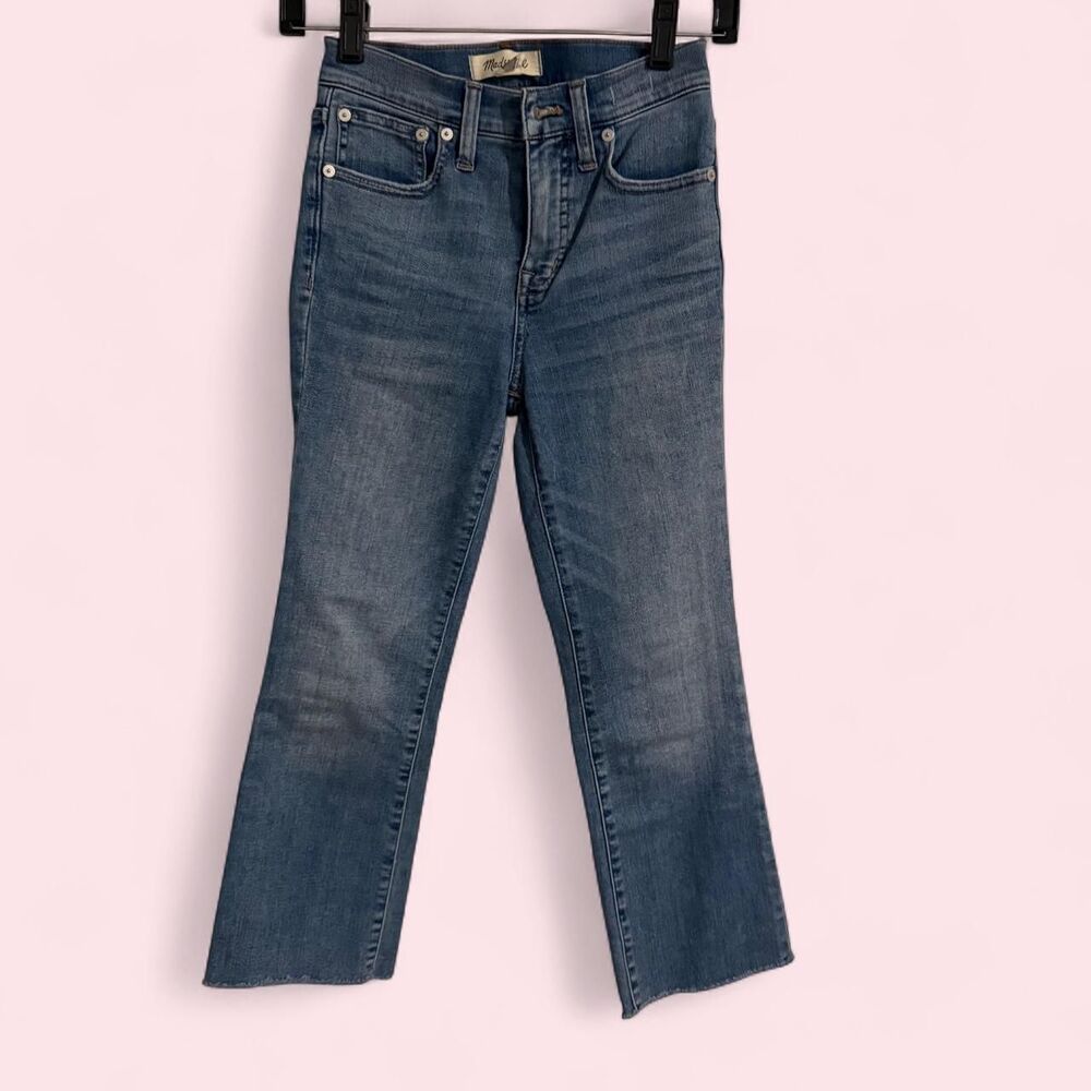Madewell Jeans Women 23P Blue Cali Demi Boot Raw Hem Cropped Flare Denim